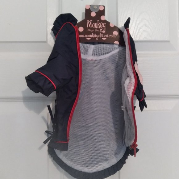 Introducing the MonkeyDaze Navy Blue Pet Jacket with Red Trim: The Perfect Blend - Picture 3 of 3